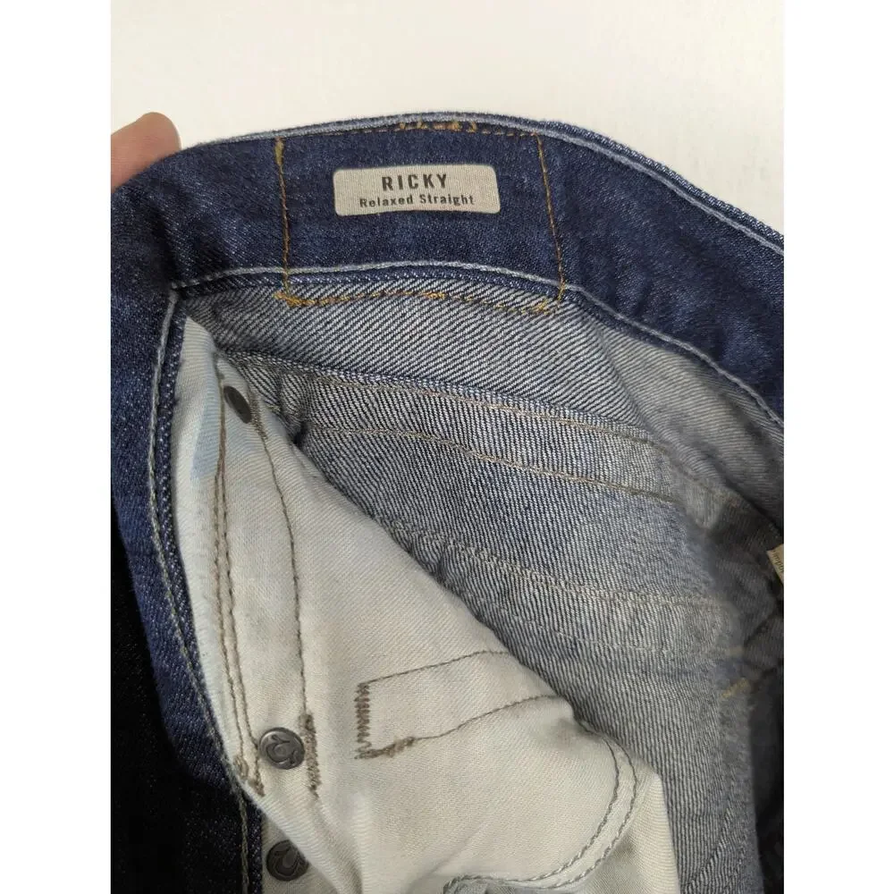 True Religion‎ Ricky Relaxed Straight Blue Jeans 36x34